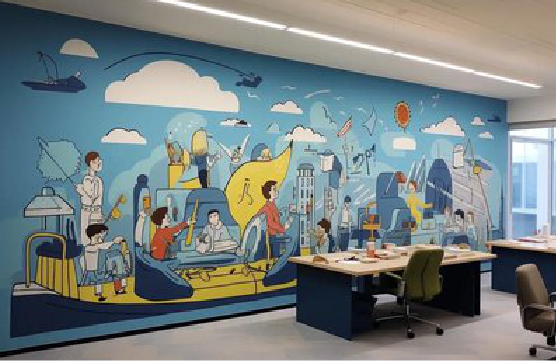 六盘水办公室墙绘的特点。